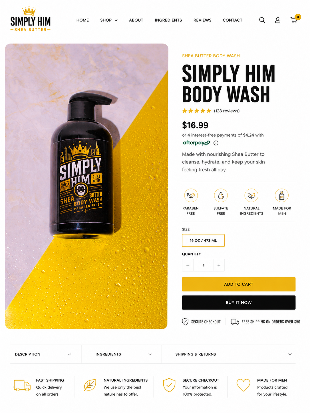 Simply Him men’s Face & Body Wash